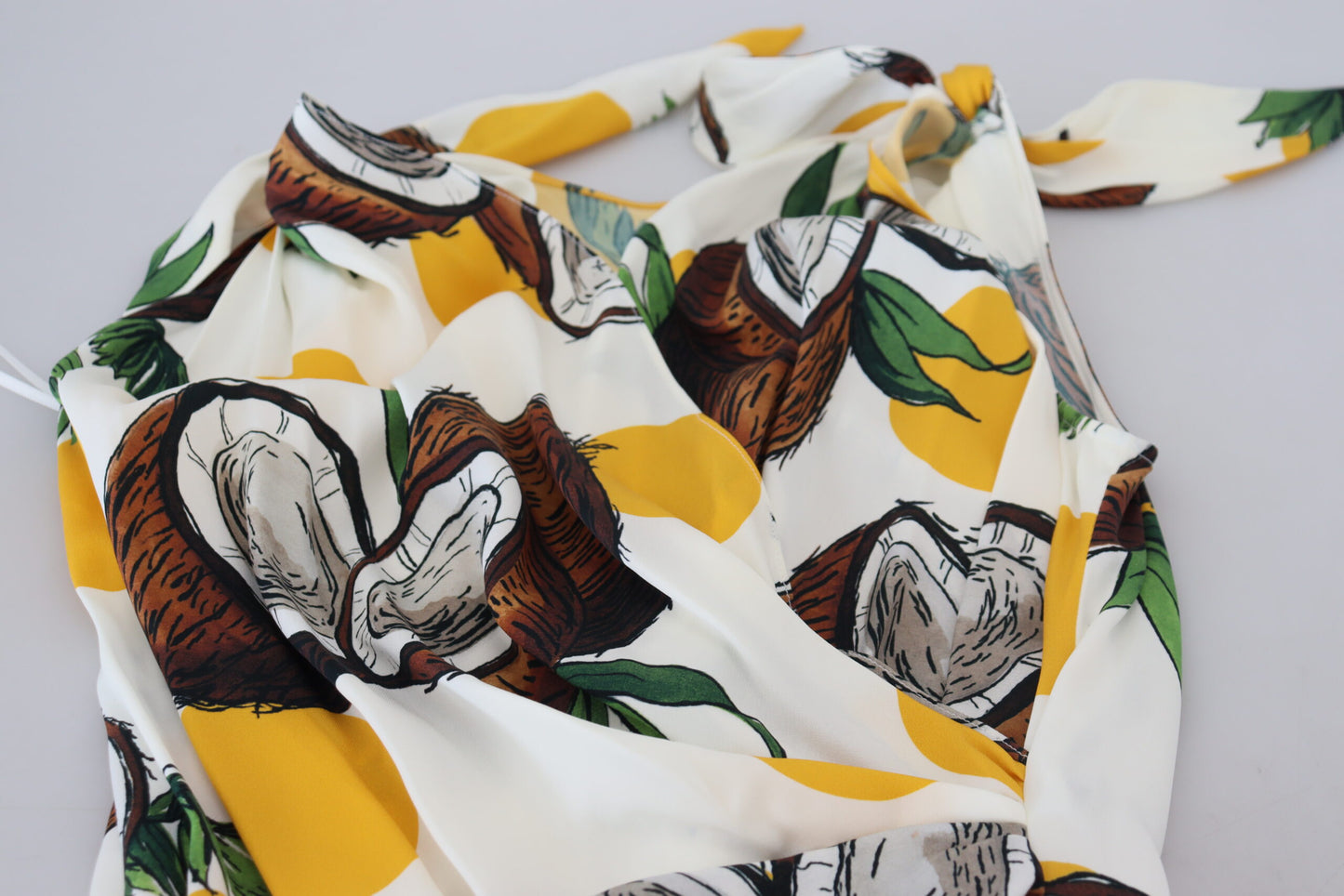 Dolce & Gabbana Weißes Kokosnuss-Print-Mini-Seidenkleid