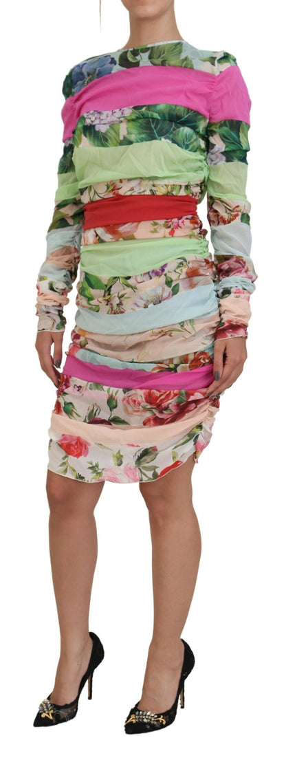 Dolce & Gabbana Multicolor Seide Floral Bodycon Etuikleid