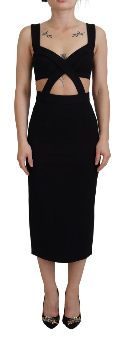 Dolce & Gabbana Schwarzes Bodycon-Etui-Midikleid aus Viskose