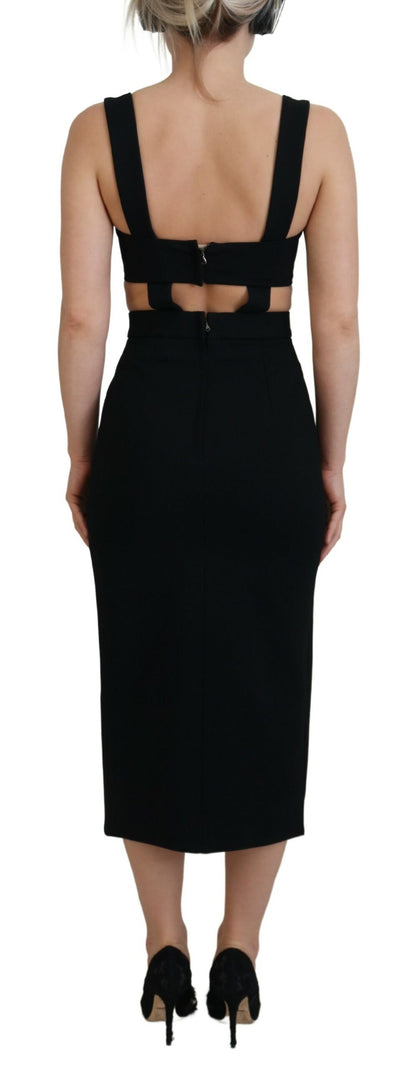 Dolce & Gabbana Schwarzes Bodycon-Etui-Midikleid aus Viskose