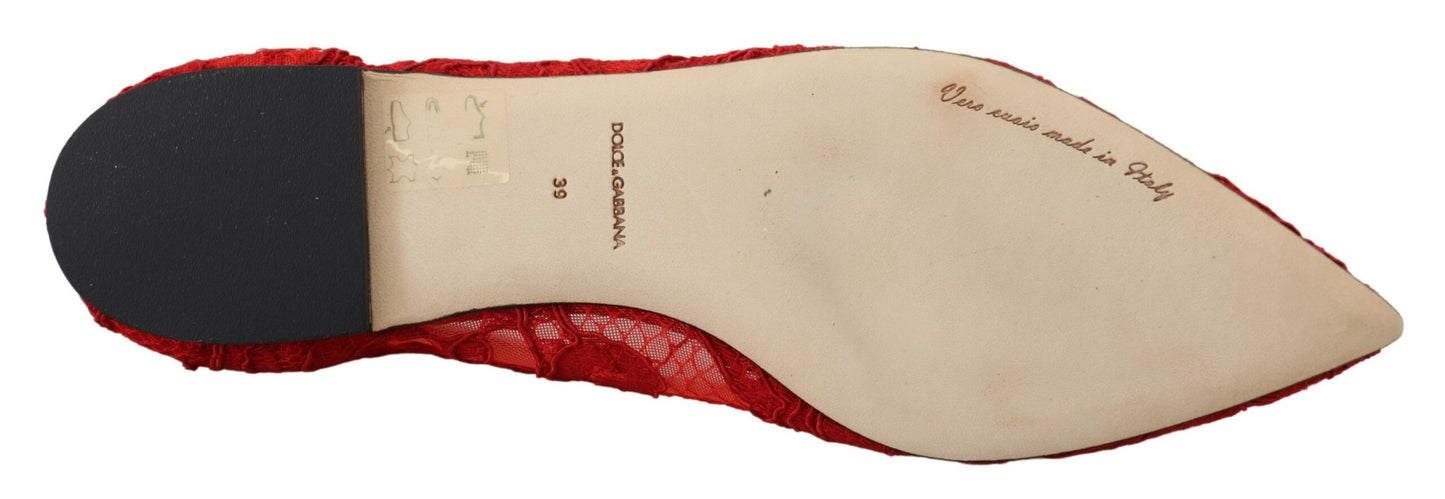Dolce & Gabbana Rot Taormina Kristalle Loafers Flats Schuhe