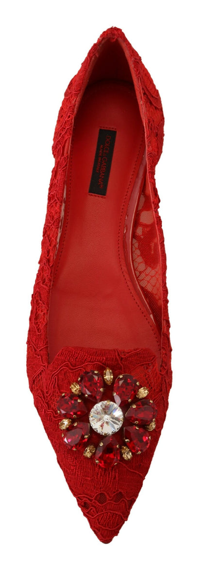 Dolce & Gabbana Rot Taormina Kristalle Loafers Flats Schuhe