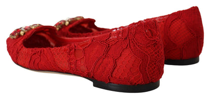 Dolce & Gabbana Rot Taormina Kristalle Loafers Flats Schuhe