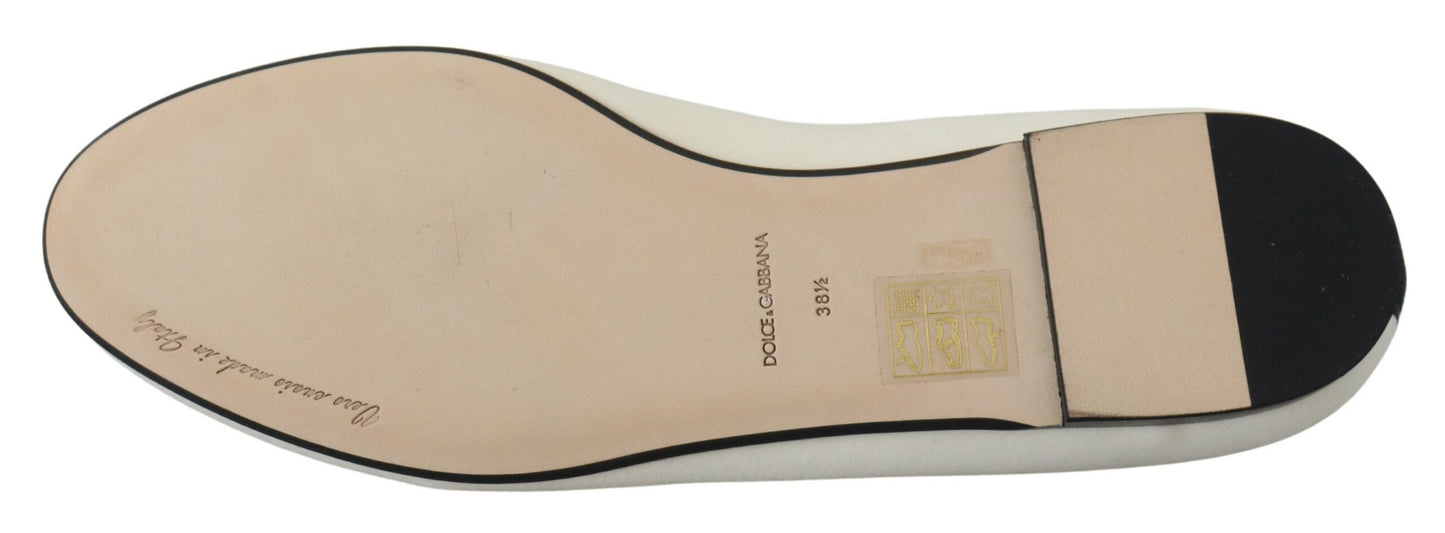 Dolce & Gabbana Weiß Samt Slip Ons Loafers Flats Schuhe