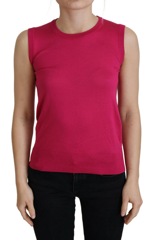 Dolce & Gabbana Rosa Seidenweste Pullover mit Rundhalsausschnitt Tank Top