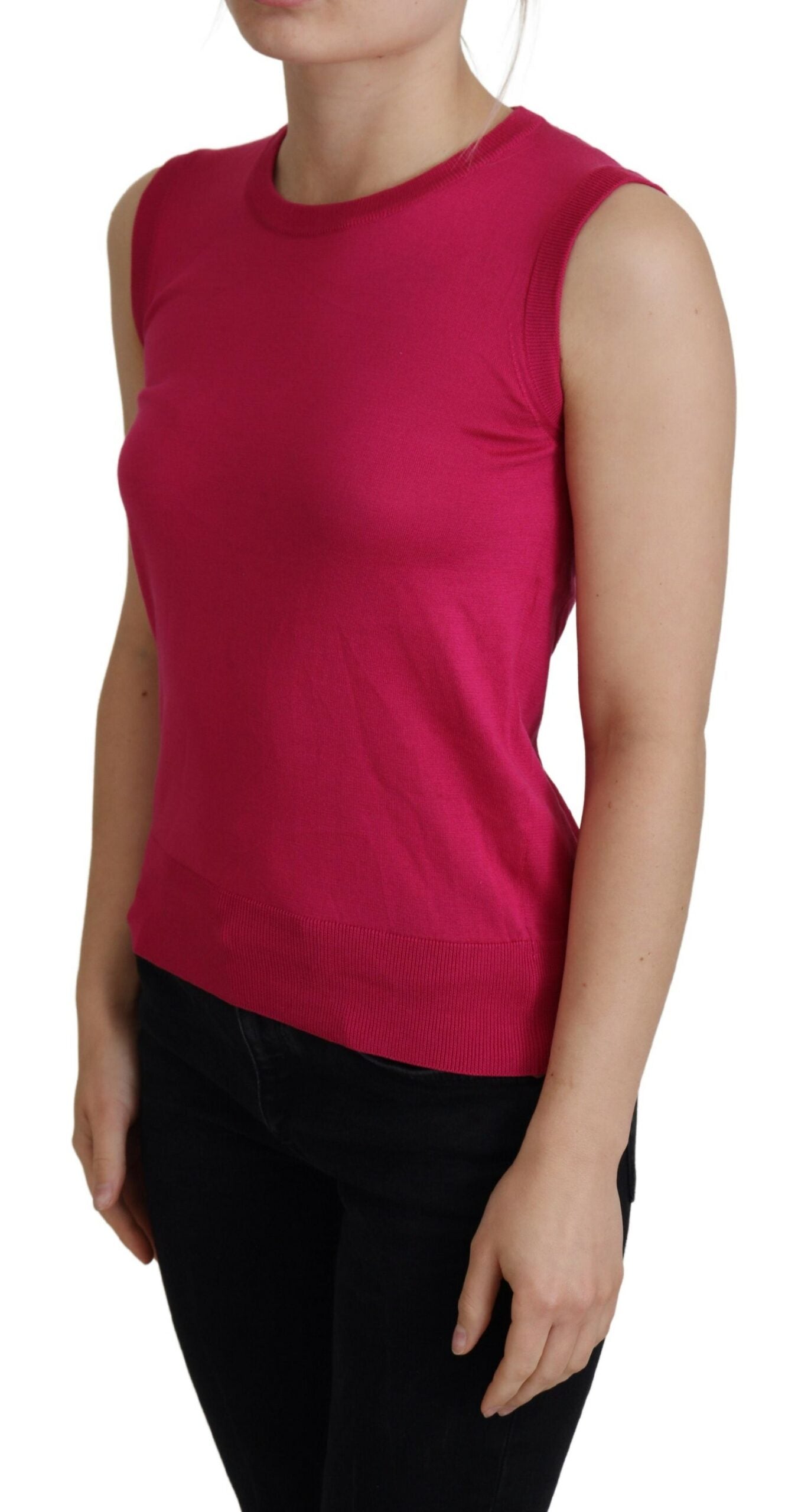 Dolce & Gabbana Rosa Seidenweste Pullover mit Rundhalsausschnitt Tank Top