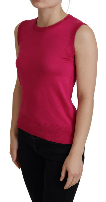 Dolce & Gabbana Rosa Seidenweste Pullover mit Rundhalsausschnitt Tank Top