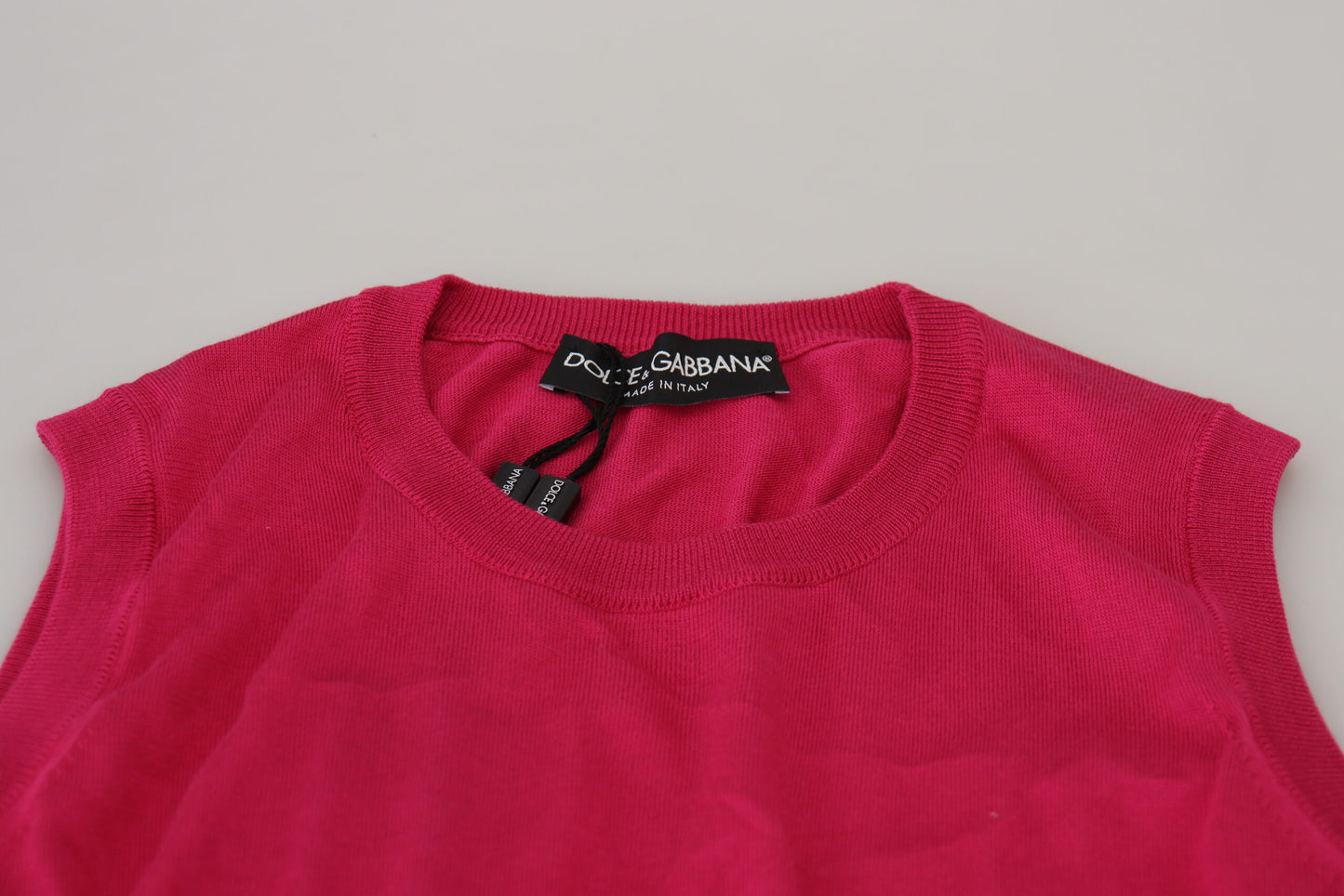 Dolce & Gabbana Rosa Seidenweste Pullover mit Rundhalsausschnitt Tank Top
