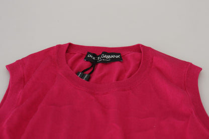 Dolce & Gabbana Rosa Seidenweste Pullover mit Rundhalsausschnitt Tank Top