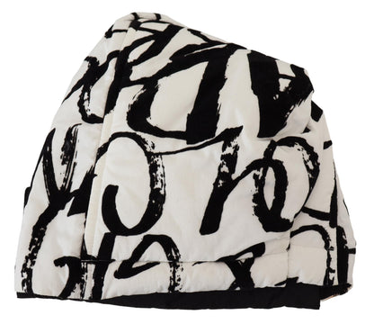 Dolce & Gabbana Weißes bedrucktes Nylon Frauen Winter Beanie Mütze Hut