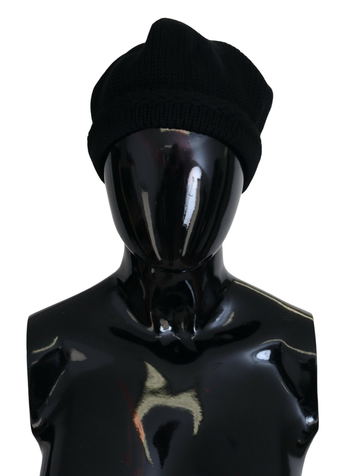 Dolce & Gabbana Schwarze Schurwolle Frauen Winter Beanie Mütze Hut