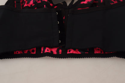 Dolce & Gabbana Rosa Leopard Print Cropped Bustier Korsett Top