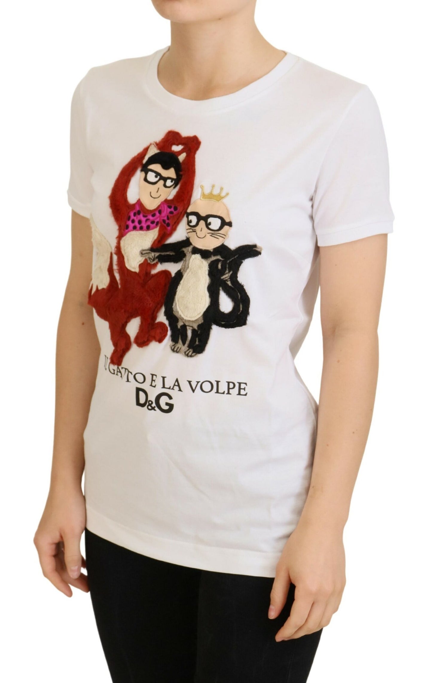 Dolce & Gabbana T-Shirt Top Weiß Strukturiert Kurzarm