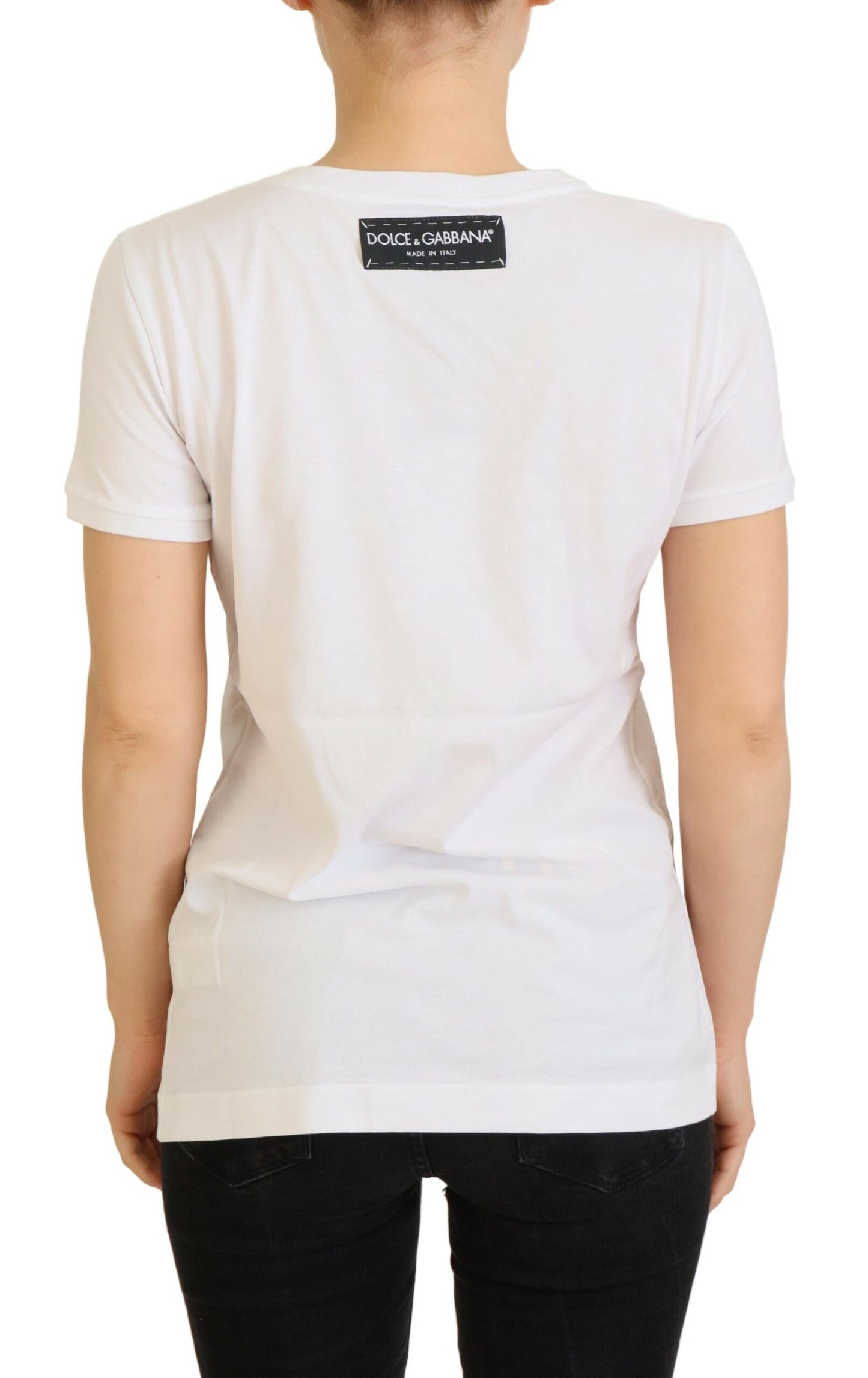Dolce & Gabbana T-Shirt Top Weiß Strukturiert Kurzarm