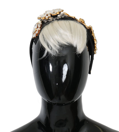 Dolce & Gabbana Schwarz Kristall Weiß Haar Parrucchiera Stirnband Diadem