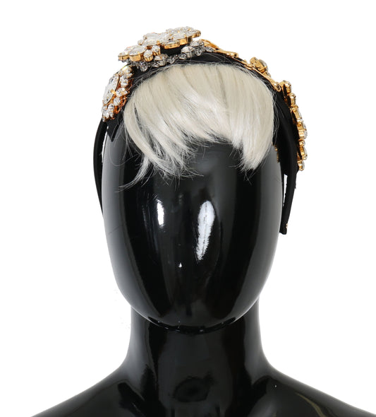 Dolce & Gabbana Schwarz Kristall Weiß Haar Parrucchiera Stirnband Diadem