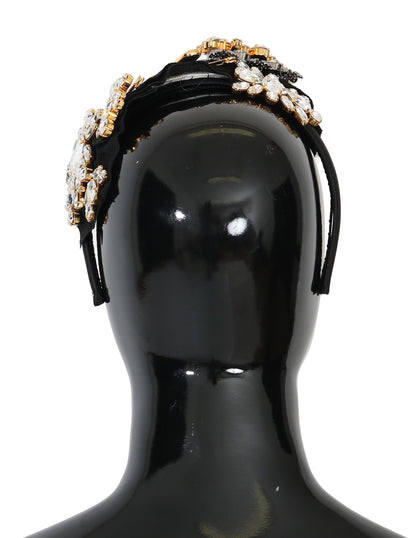 Dolce & Gabbana Schwarz Kristall Weiß Haar Parrucchiera Stirnband Diadem