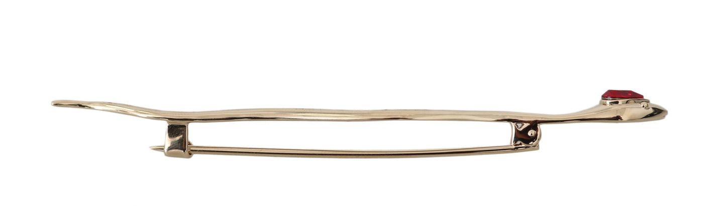 Dolce & Gabbana Silber Messing Kristall Spilla Serpente Brosche Pin