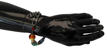 Dolce & Gabbana multicolor Silber Kette Messing Perlen Karabinerverschluss Armband