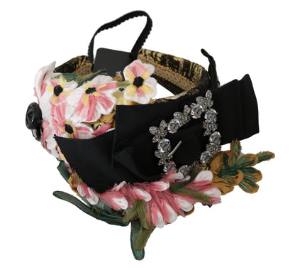 Dolce & Gabbana Multicolor Tiara Floral Kristall Schleife Diadem Stirnband