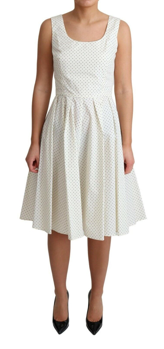 Dolce & Gabbana Weißes gepunktetes A-Linien-Kleid aus Baumwolle