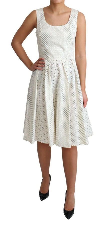 Dolce & Gabbana Weißes gepunktetes A-Linien-Kleid aus Baumwolle