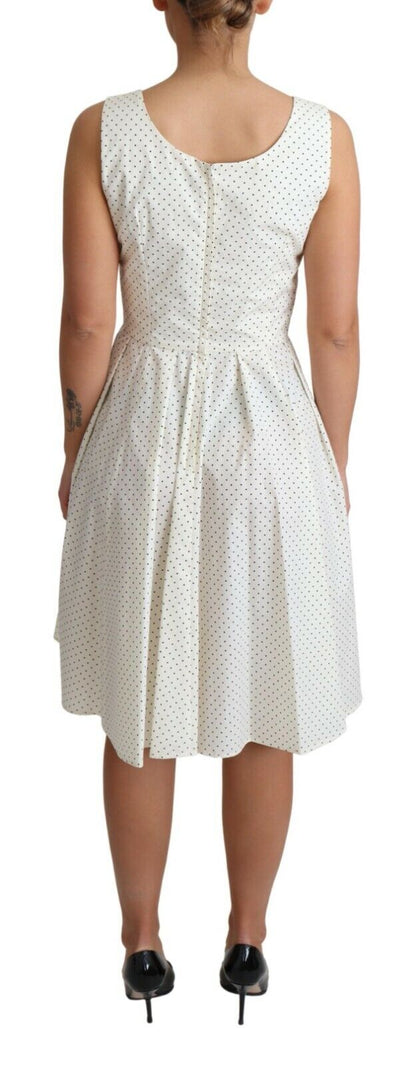 Dolce & Gabbana Weißes gepunktetes A-Linien-Kleid aus Baumwolle