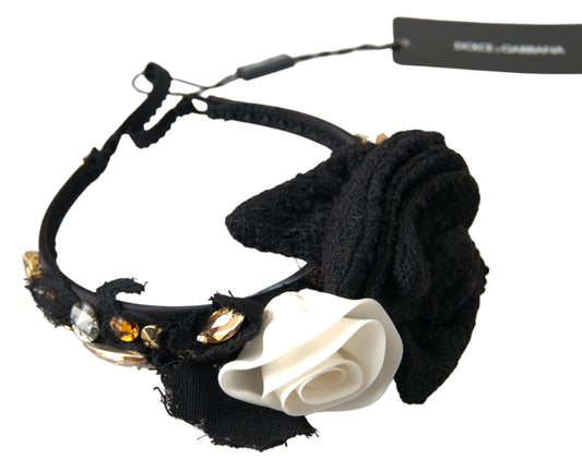 Dolce & Gabbana Schwarzes Diadem-Stirnband mit Kristallen