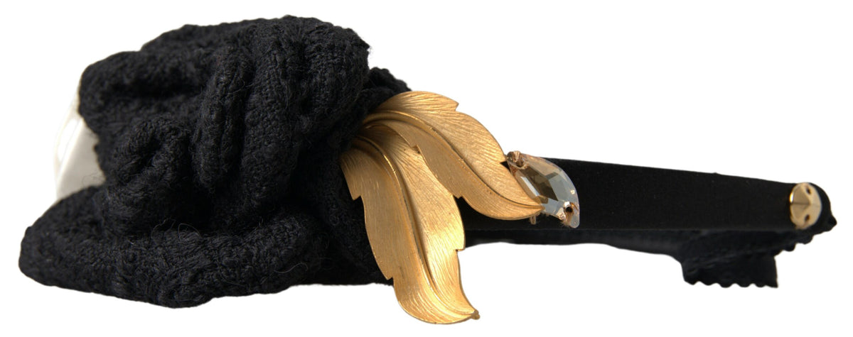 Dolce & Gabbana Cerchietto con cristalli nero in seta e lana e cotone