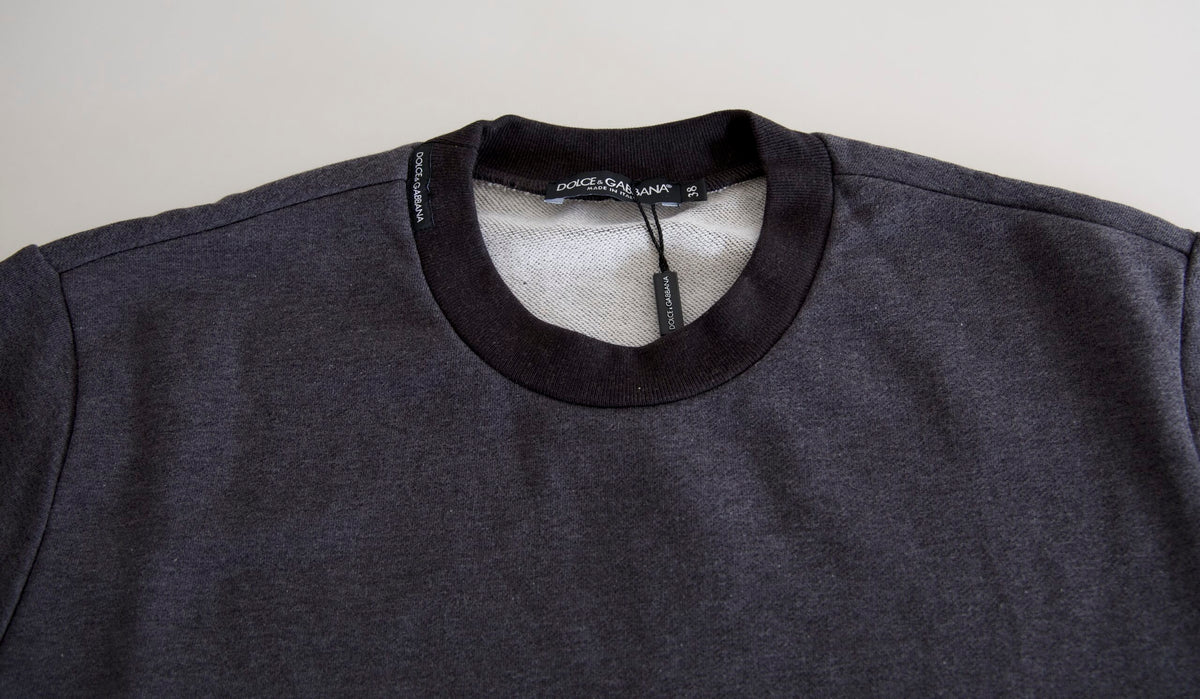 Dolce & Gabbana Maglione girocollo grigio scuro in cotone e viscosa e poliammide