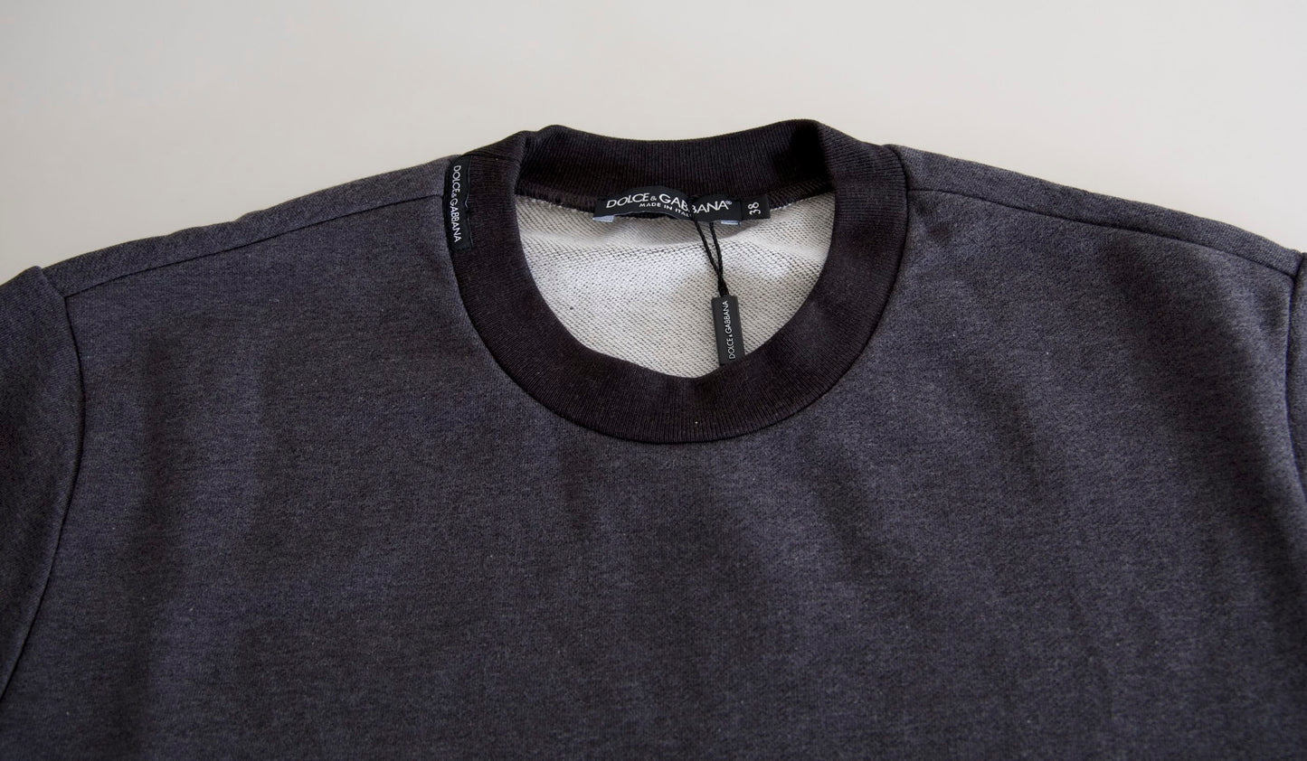 Dolce & Gabbana Dunkelgrauer Pullover mit Rundhalsausschnitt aus Baumwolle