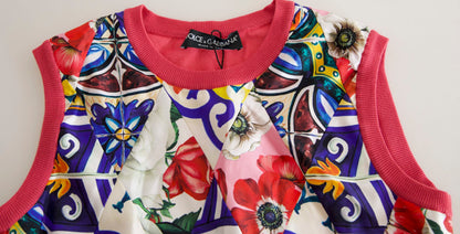 Dolce & Gabbana Multicolor Majolika Floral Rundhalsausschnitt Tank Top