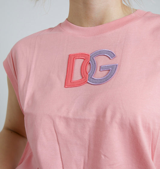 Dolce & Gabbana Rosa Baumwoll-Tanktop mit DG-Logo