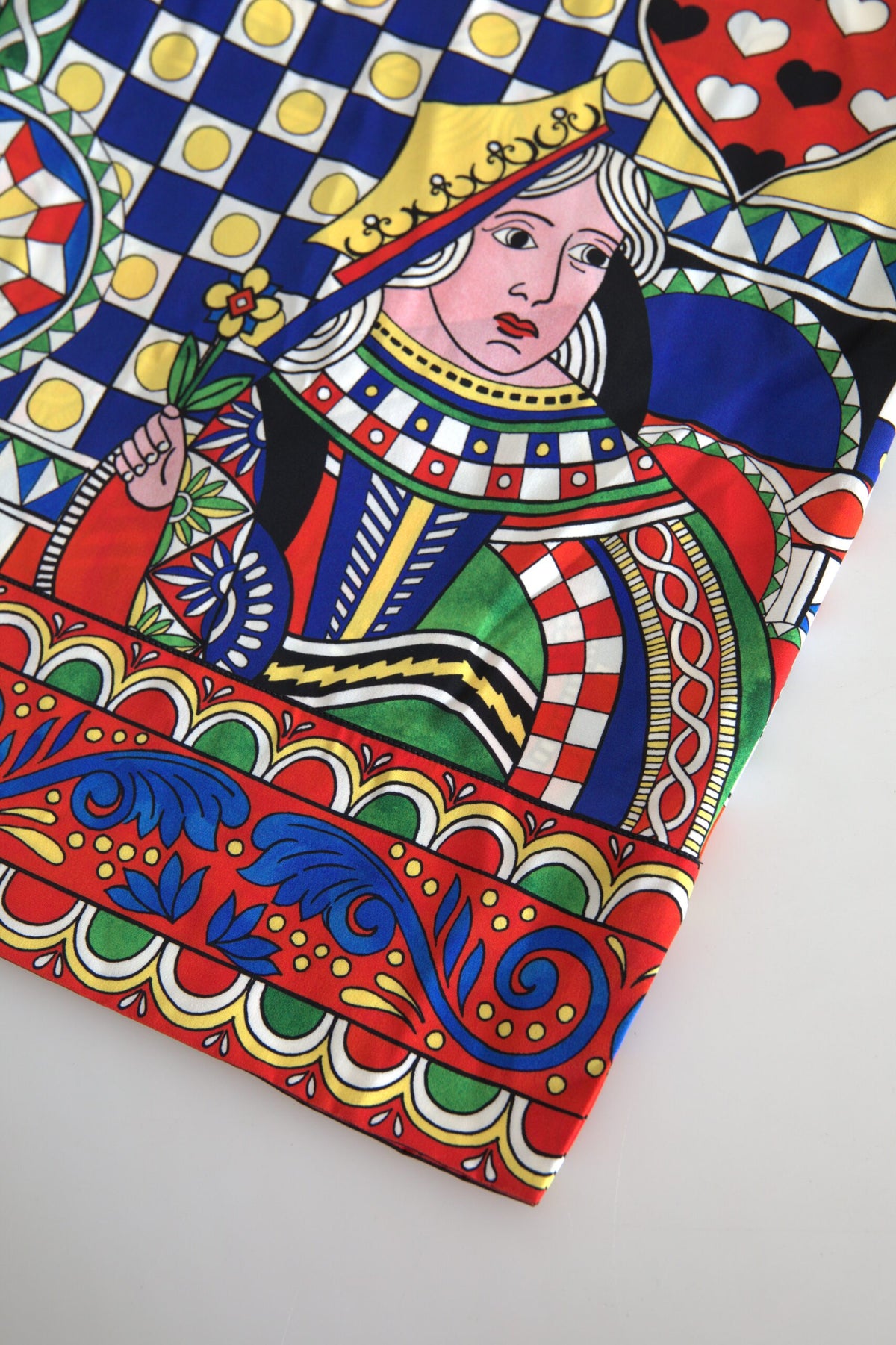 Dolce & Gabbana Blusa a maniche lunghe con stampa multicolore in seta e fibra elasticizzata