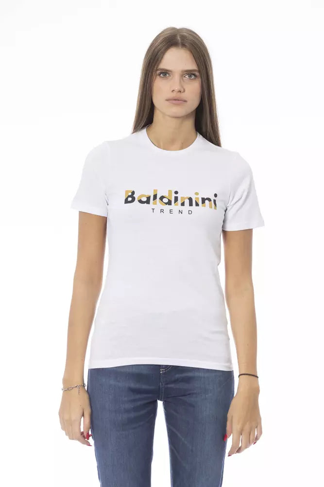 Baldinini Trend Weißes Baumwoll-T-Shirt für Damen