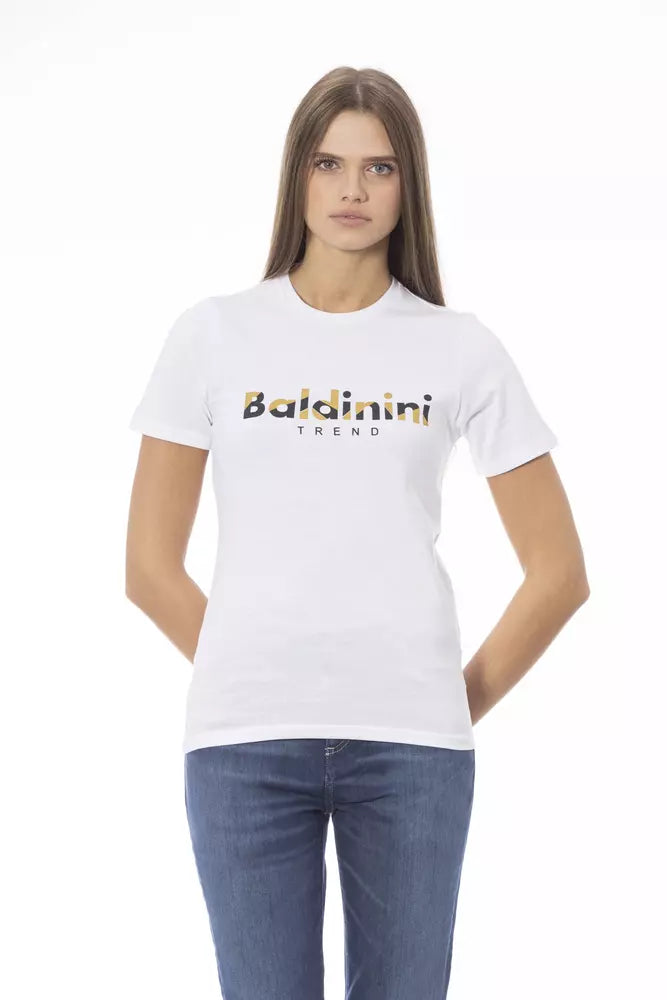 Baldinini Trend Weißes Baumwoll-T-Shirt für Damen