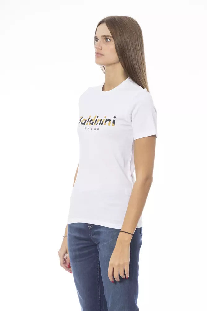 Baldinini Trend Weißes Baumwoll-T-Shirt für Damen