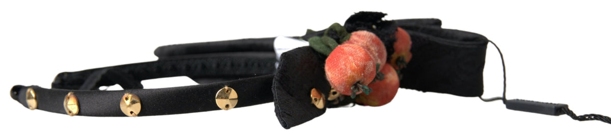 Dolce & Gabbana Cerchietto con cristalli nero in seta e cotone e poliammide