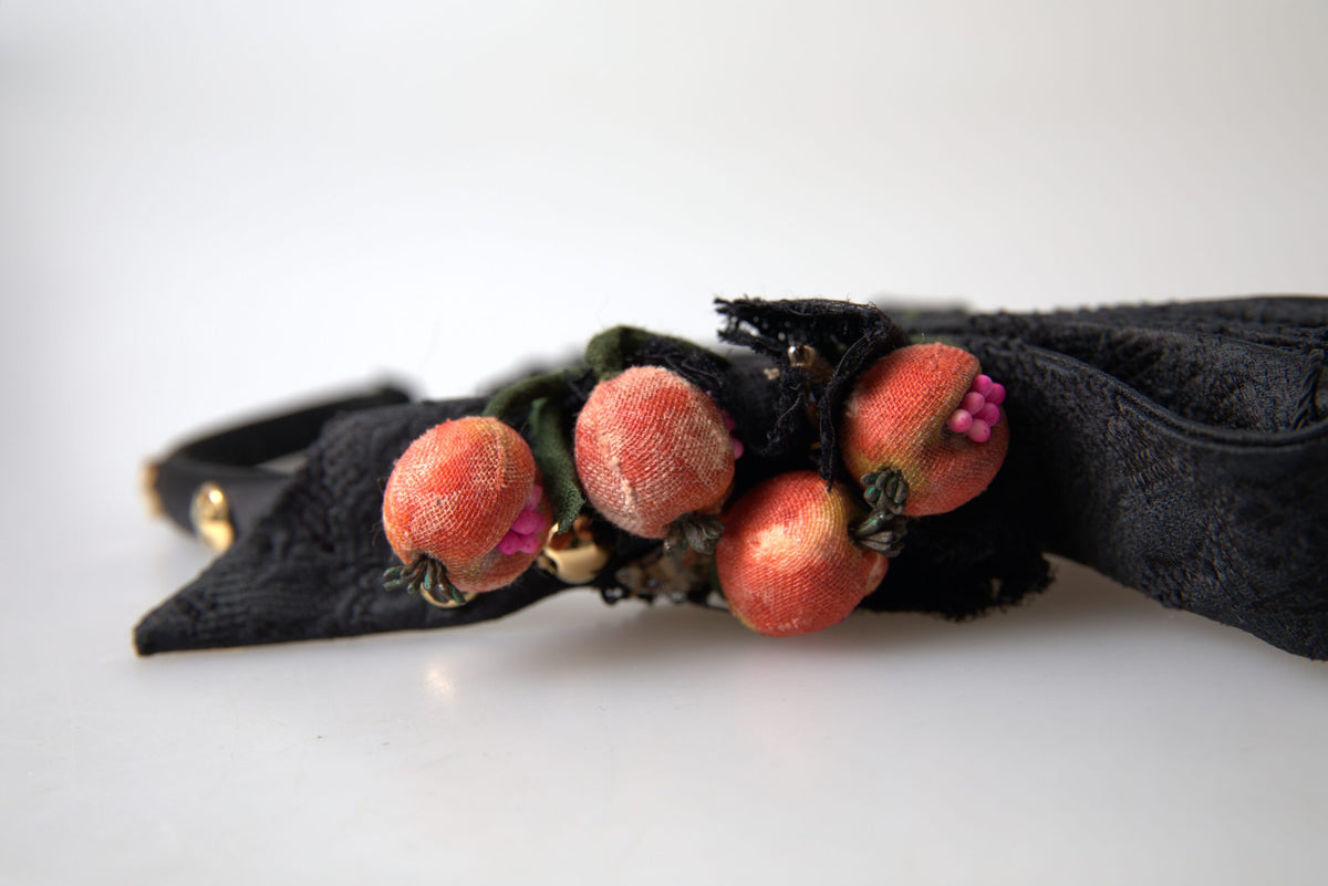 Dolce & Gabbana Cerchietto con cristalli nero in seta e cotone e poliammide