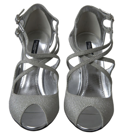 Dolce & Gabbana Silber schimmert Sandalen Absatz Pumps Schuhe