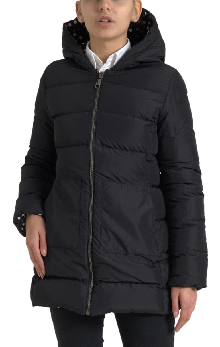 Dolce & Gabbana Schwarze Polyester-Wendejacke mit Kapuze