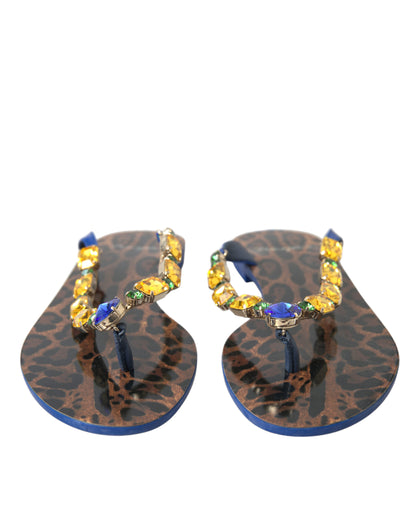 Dolce & Gabbana Blau Kristalle Flats Sandalen Beachwear Schuhe