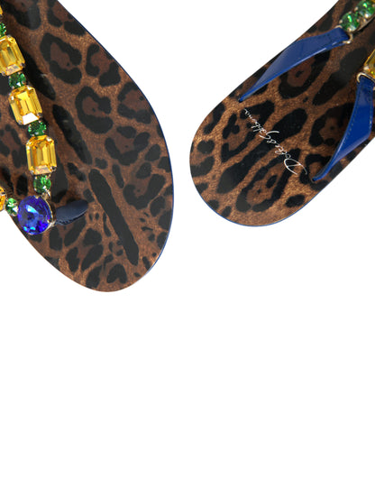 Dolce & Gabbana Blau Kristalle Flats Sandalen Beachwear Schuhe