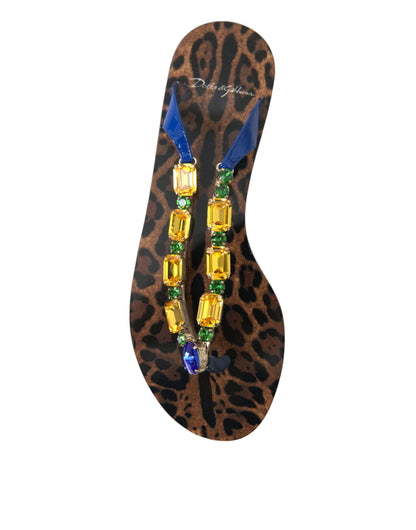 Dolce & Gabbana Blau Kristalle Flats Sandalen Beachwear Schuhe