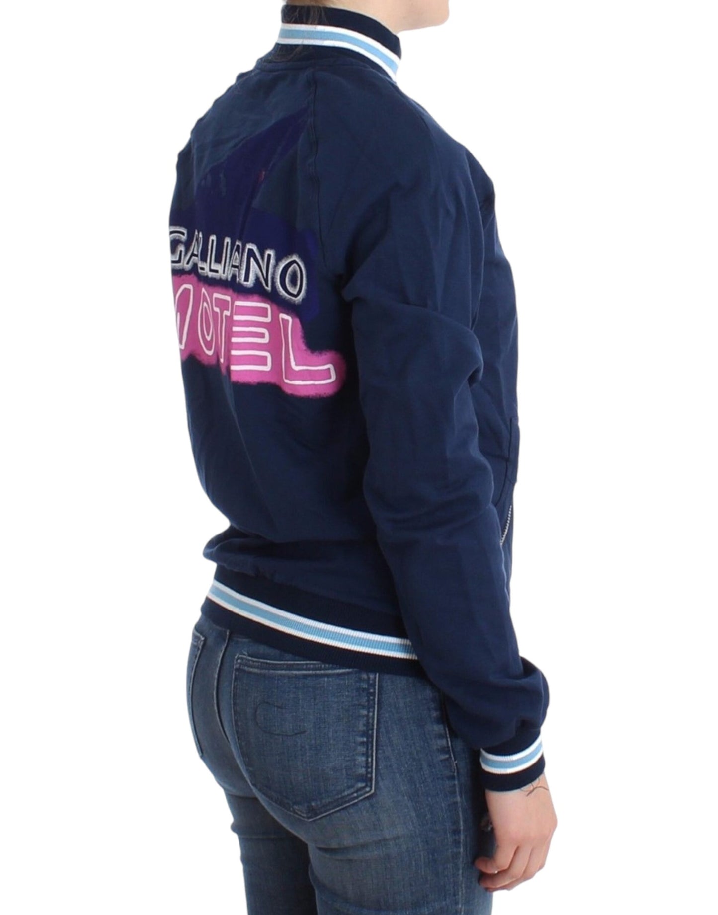 John Galliano Blaue Strickjacke aus Baumwolle mit Reißverschluss