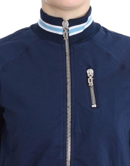 John Galliano Blaue Strickjacke aus Baumwolle mit Reißverschluss