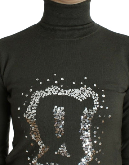 John Galliano Grüner Woll-Rollkragenpullover