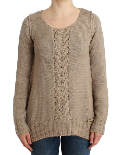 Cavalli Beigefarbener Pullover aus gestrickter Wolle