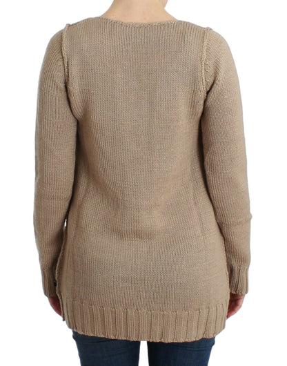 Cavalli Beigefarbener Pullover aus gestrickter Wolle