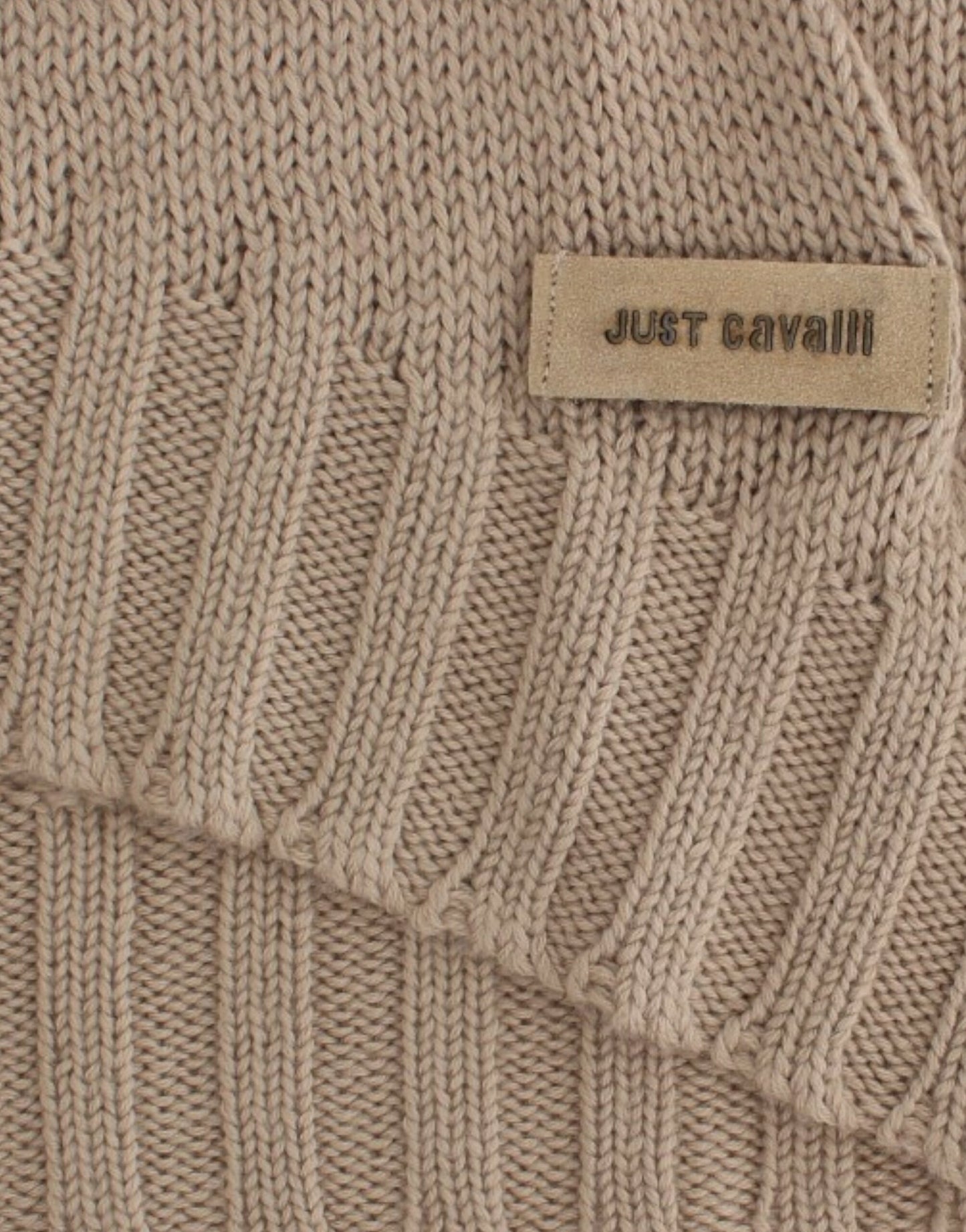 Cavalli Beigefarbener Pullover aus gestrickter Wolle